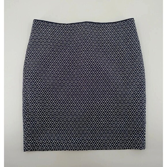 Cynthia Rowley Skirt Women 2 Dark Navy & White Tweed Modest Lined Career Office - Picture 1 of 12